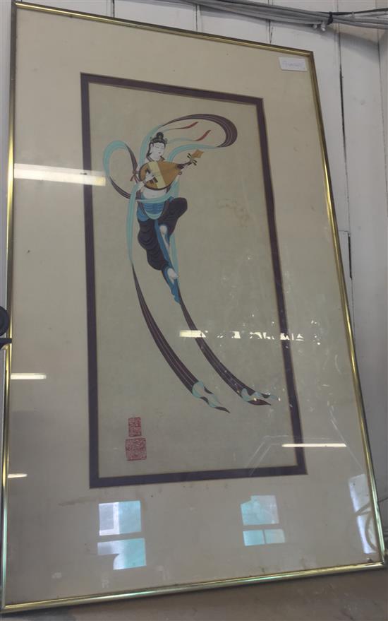 Chinese figurative w/colour signed with 2 seals(-)